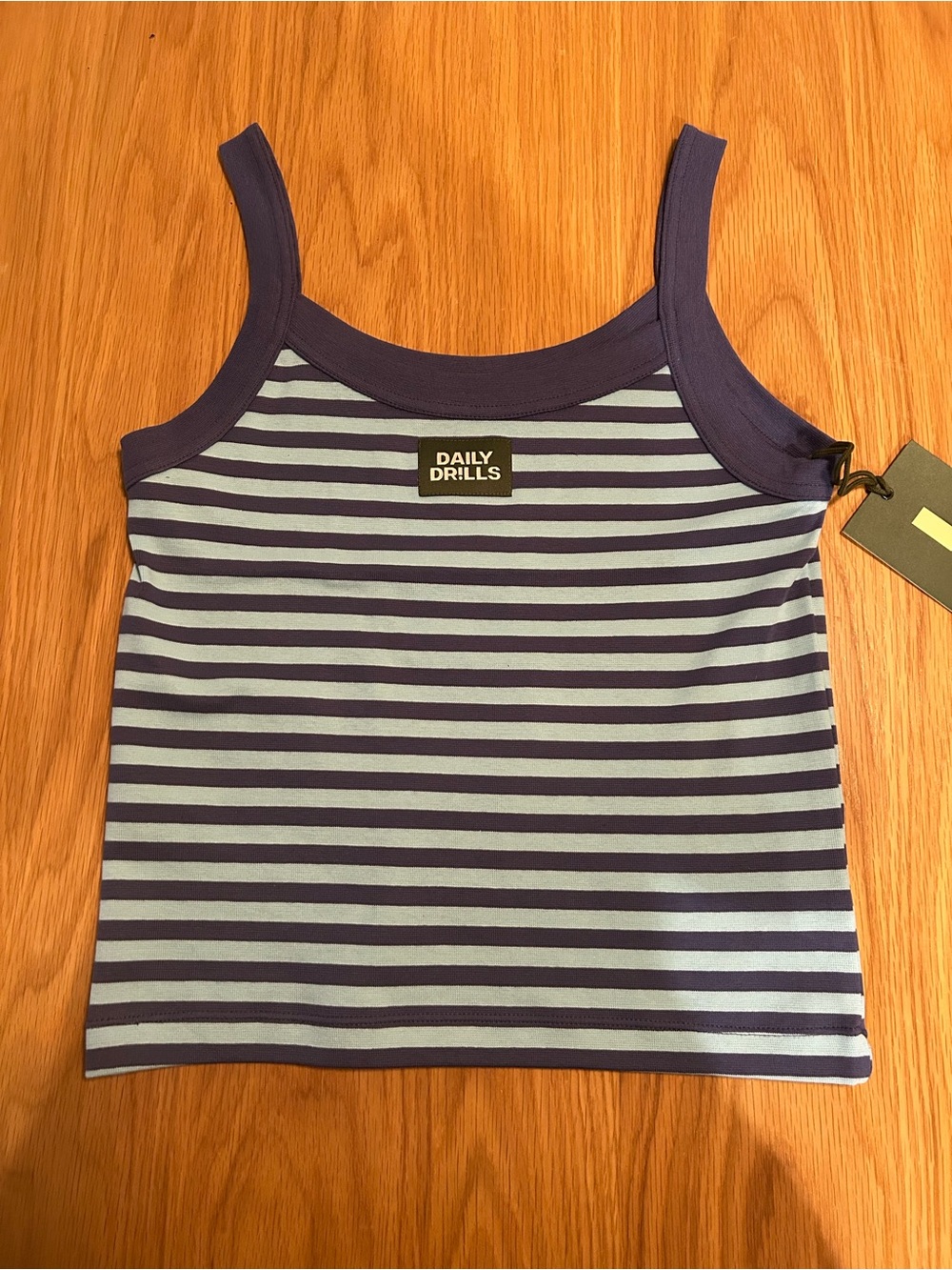 Daily Drills Striped Logo Everyday Tank - Malibu + Navy Size M/L NWT